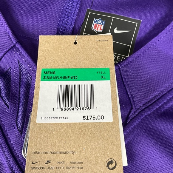 Justin Jefferson Nike On Field Minnesota Vikings Mens XL Purple NFL Jersey - Picture 7 of 13